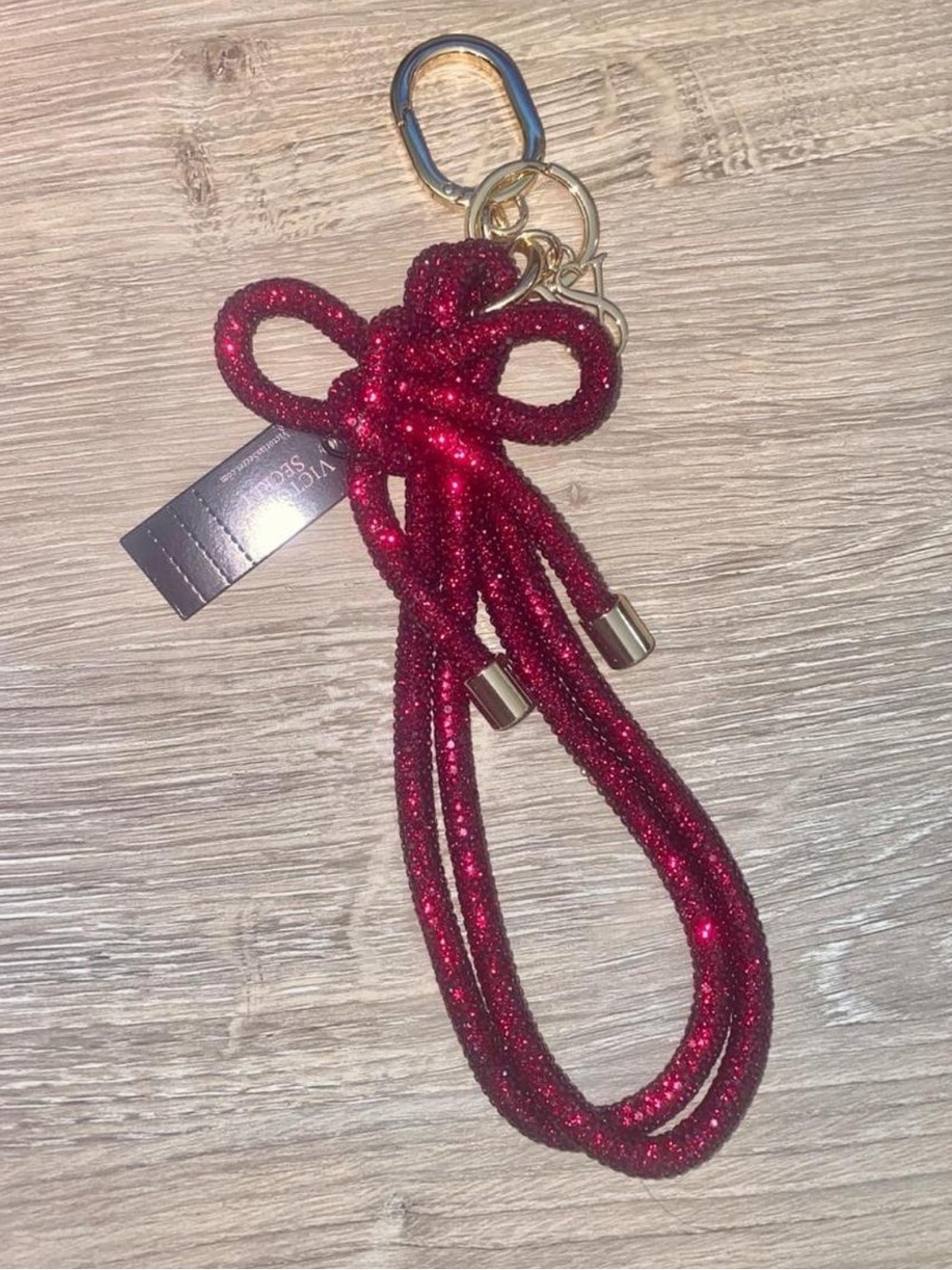 Sparkling Red Bow Keychain